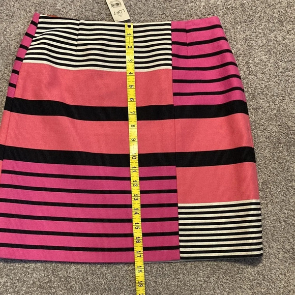 NWT LOFT Pink Color Block Stripe Skirt 2P - Picture 6 of 16